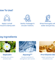Instructions on how to use a skincare product with key ingredients displayed.