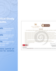 Clinical study results for skincare product with text and logos on a white background